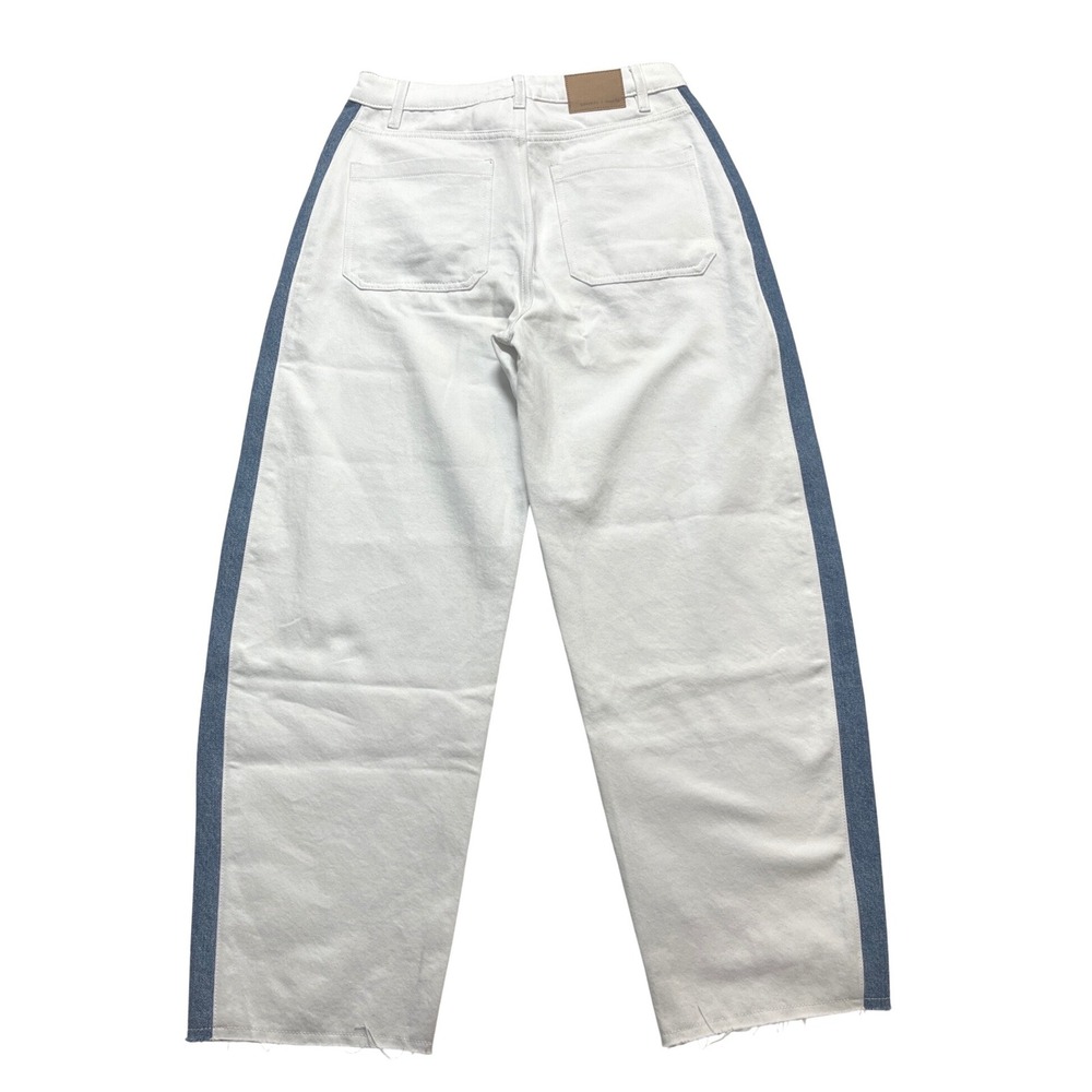 Seventy + Mochi Bo Jean Two Tone W 29 Raw Hem White NWT Wide Leg Stripe Pants - Picture 3 of 3